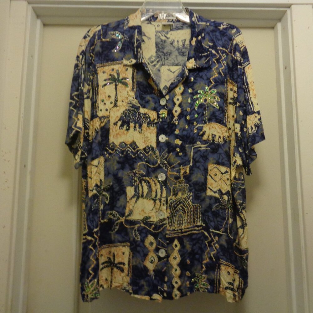 ELEPHANT TROPICAL BLING JUNGLE SHIRT BLOUSE PARADISO 1 X
